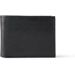 Men's Full Grain Leather Black Classic Bifold Wallet Card Style Slip Pocket